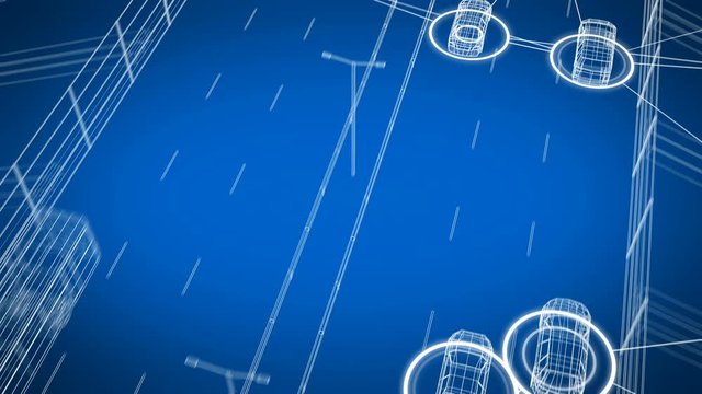 Smart Car System Data Exchanging with All Transport on Road Seamless. Looped 3d Animation of Control System Connecting All the Cars on Highway in Digital Network. 4k Ultra HD 3840x2160.