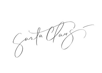 Santa Claus vector signature Calligraphic Christmas text. Lettering design card template. Creative typography for Holiday Greeting Card, Gift Poster. Calligraphy Font style Banner - Powered by Adobe
