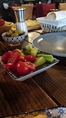 Tomato plate cucumber snack olive vegetables