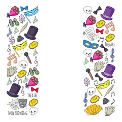 Theatre vector illustration. Entertaiment, cinema, stage, event. Background for banners, posters.