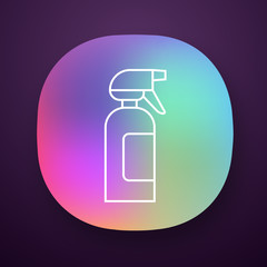 Spray bottle app icon. Dump sprayer for hair. Hairdressing instrument. Professional hairstyling. Hairstylist accessory. UI/UX user interface. Web or mobile application. Vector isolated illustration
