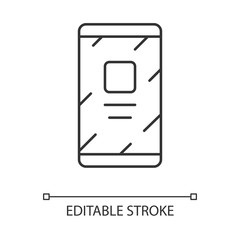 Mobile phone, cell phone linear icon. Modern smartphone thin line illustration. Portable electronic device contour symbol. Cellphone with touchscreen vector isolated outline drawing. Editable stroke