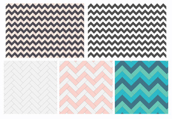 Set of geometric vector textures. Seamless abstract zigzag paper patterns. Floor color laminate background.