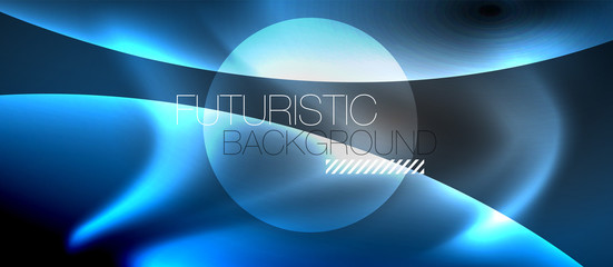 Glossy glowing neon light wave background