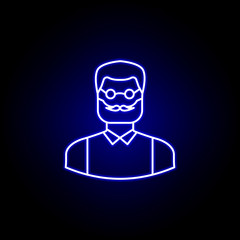 avatar writer outline icon in blue neon style. Signs and symbols can be used for web logo mobile app UI UX