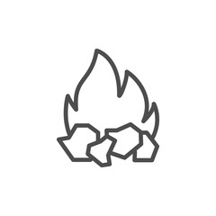 Charcoal and fire line outline icon