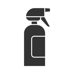 Spray bottle glyph icon. Dump sprayer for hair. Hairdressing instrument. Professional hairstyling. Hairstylist accessory. Silhouette symbol. Negative space. Vector isolated illustration