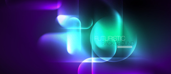 Neon glowing techno lines, hi-tech futuristic abstract background template