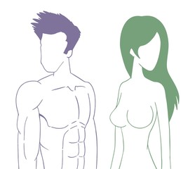 Man and woman mannequins draw