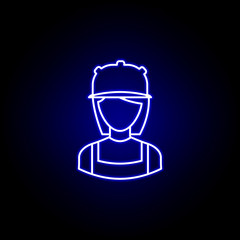 avatar builder outline icon in blue neon style. Signs and symbols can be used for web logo mobile app UI UX