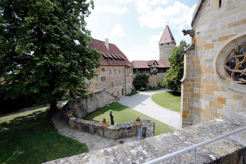 Fototapeta na wymiar Prince building, Luther Church, Veste Coburg, Fortress, Towers, Coburg, Bavaria, Germany, Europe