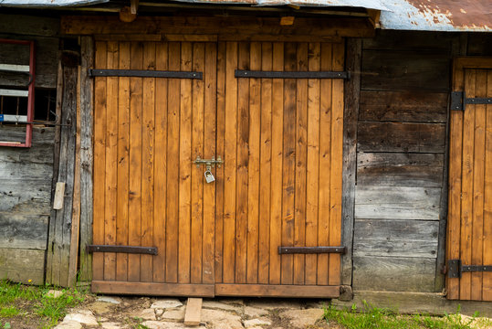 old wooden gate in the barn