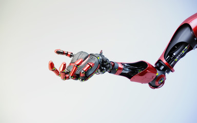 Cyborg am gesturing, asking for something, 3d rendering