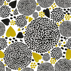 Seamless pattern "Circles" bright black and yellow. Can be used as textile, wallpaper, wrapping paper, background.