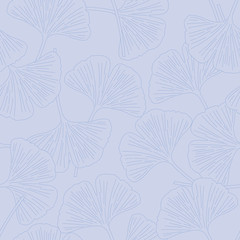 Vector Pastel Blue Ginkgo Leaves Texture Seamles Repeat Pattern