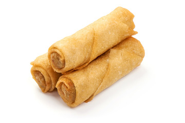 Chinese Traditional Spring rolls, isolated on white background