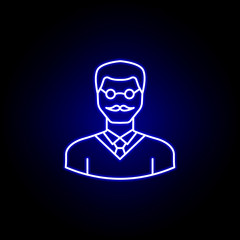 avatar professor outline icon in blue neon style. Signs and symbols can be used for web logo mobile app UI UX