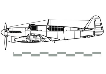 Fototapeta premium Fairey Firefly. Outline vector drawing