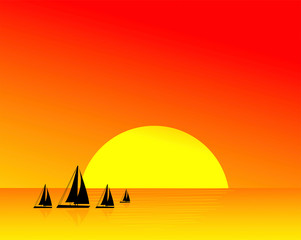 barca a vela, barca, barchetta, mare, tramonto