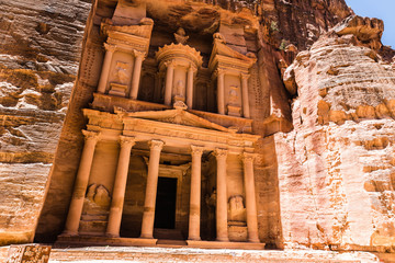 Al Khazneh from Arabic "Treasury" — Nabataean temple in Petra, Jordan. It is one of the UNESCO monuments and the "New seven wonders of the world".