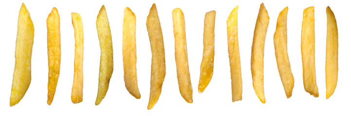 french-fried potatoes isolated on white background. banner