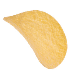 single potato chip isolated on white background