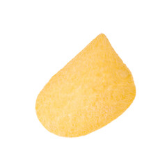 single potato chip isolated on white background