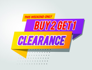 buy 2 get 1 free sale banner template.Vector clearance