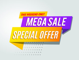 mega sale banner modern design.vector template