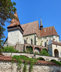 Fototapeta na wymiar Facade and exterior wall of the fortified church of Biertan in Romania