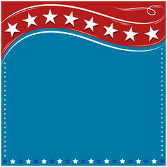 American red blue background frame with stars and empty space for your text.
