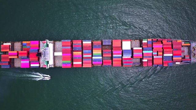 Container ship Cargo ship Large container ship at sea and export products worldwide