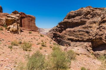 Fototapeta premium View of The High Place Of Sacrifice Trail in Petra, Jordan