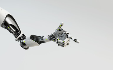 Sci-fi robotic arm pointing with index finger, 3d rendering