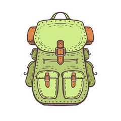 Camping backpack .Travel and leisure backpack . Summer trip - illustration.