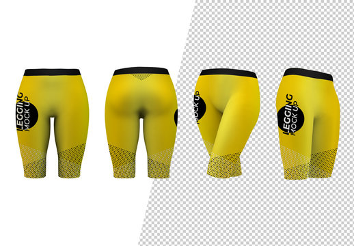 Front, Back, and Sides of Legging Shorts Mockup