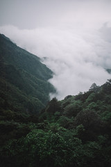 Mountain ridges in clouds, Mingyue Mountain, China