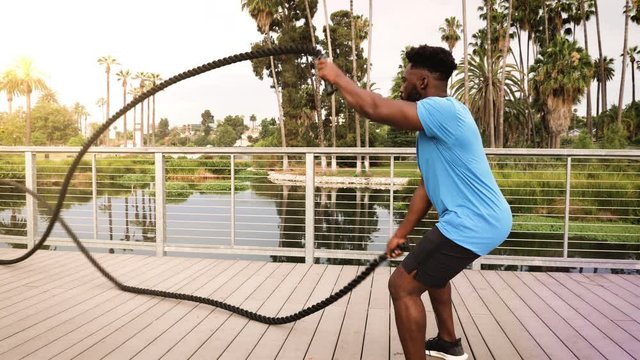 Shot of a man exercising in the park