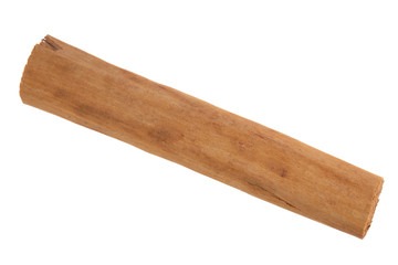 single stick of cinnamon isoalted on white background