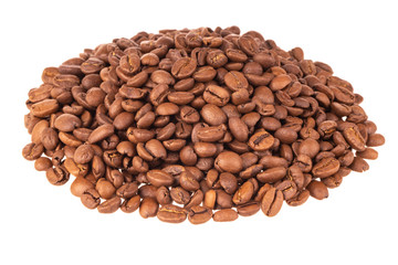 heap of coffee beans isolated on white background