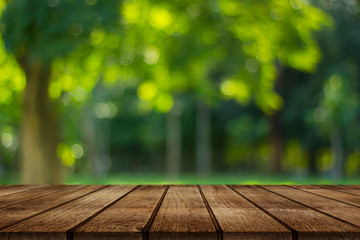 wooden table and nature background