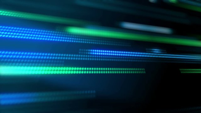 Blurred abstract led light neon glowing stripes equalizer in video loop animated dynamic background