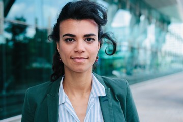 Beautiful business woman outside