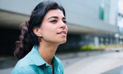 Beautiful business woman outside