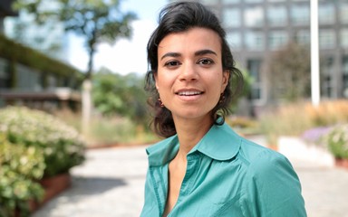 Beautiful business woman outside