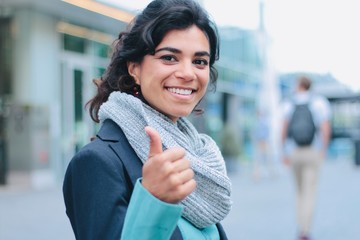 Beautiful business woman outside