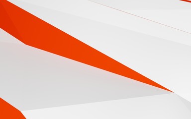 Abstract red and white surface polygonal wall ,low-poly background, 3d rendering