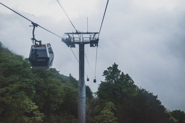 Cable cars on Mingyue Mountain, Jiangxi, China