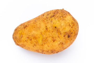Potatoes isolated on white background. Flat lay. Top view.