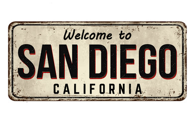 Fototapeta premium Welcome to San Diego vintage rusty metal sign
